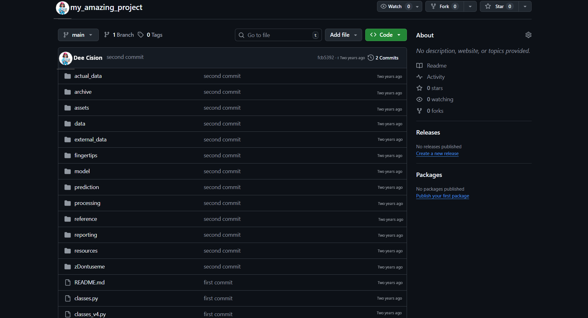 A screenshot of a github repository. There are a large number of folders.