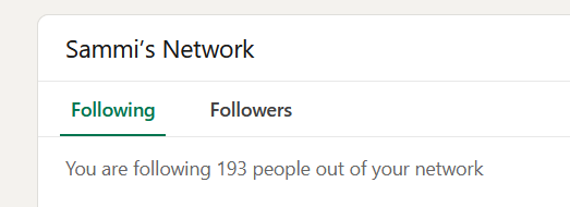 An image of the speaker's LinkedIn network, showing 193 people being followed out of network