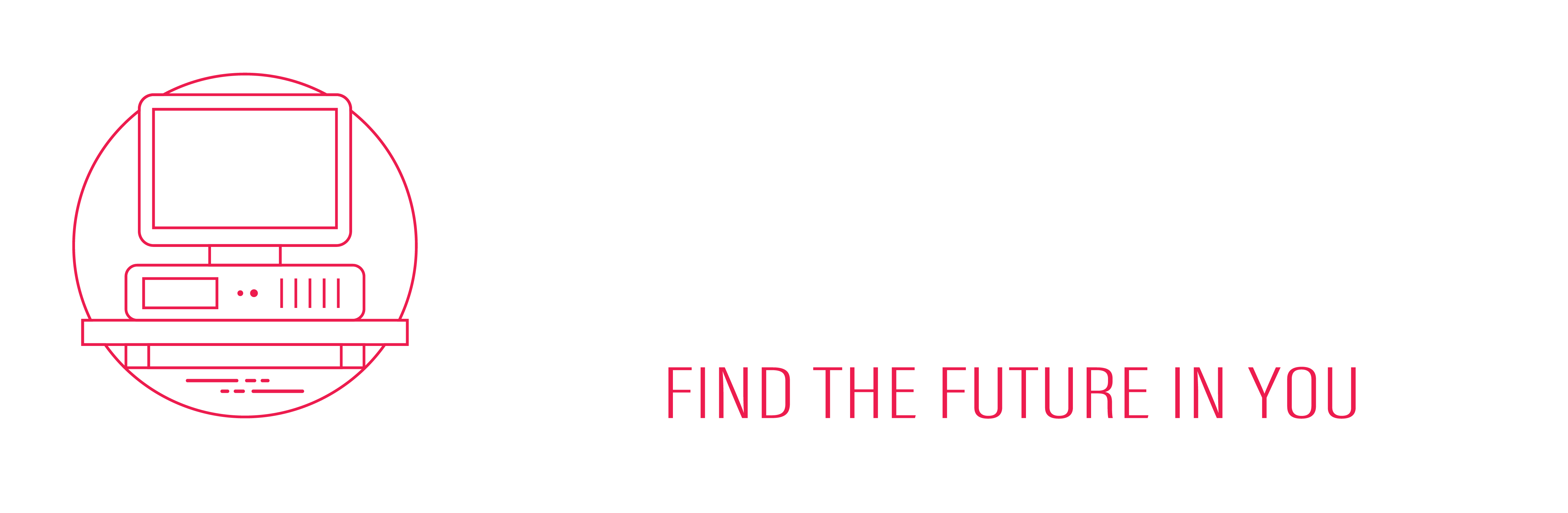 A logo comprising of a chunky red computer and the letters HSMA. It says 'find the future in you'.