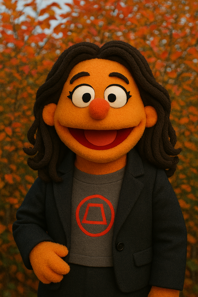 An image of the spaker represented as a puppet, a la the muppets